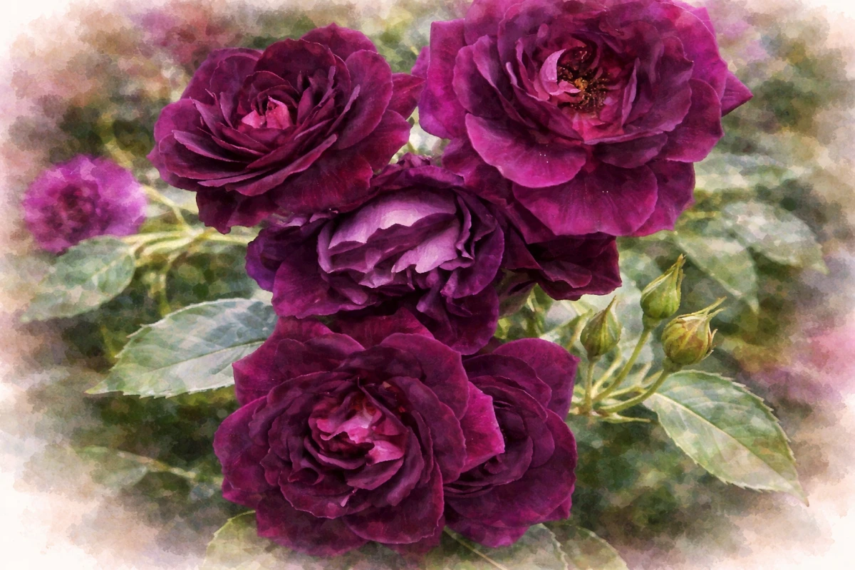 Роза флорибунда "Бургунди Айс"