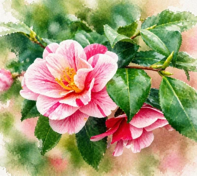 Камелия японская "Триколор"